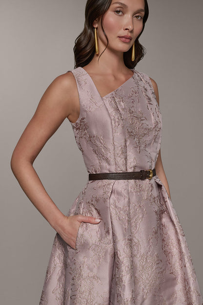 SLEEVELESS ASYMMETRIC MIDI FIT AND FLARE DRESS - Lilac