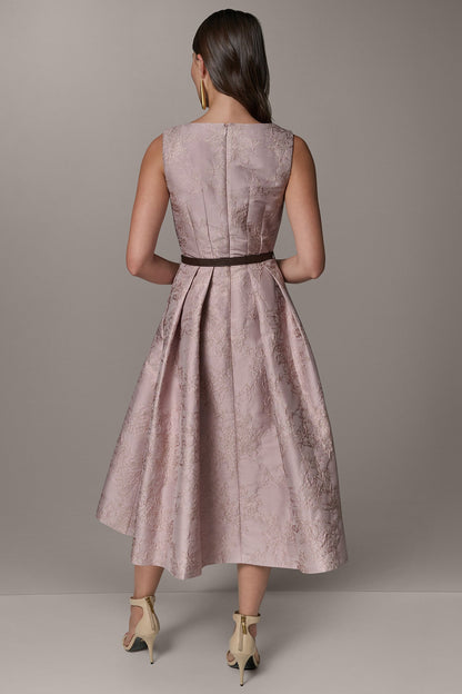 SLEEVELESS ASYMMETRIC MIDI FIT AND FLARE DRESS - Lilac