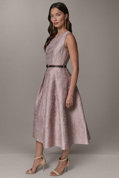 SLEEVELESS ASYMMETRIC MIDI FIT AND FLARE DRESS - Lilac