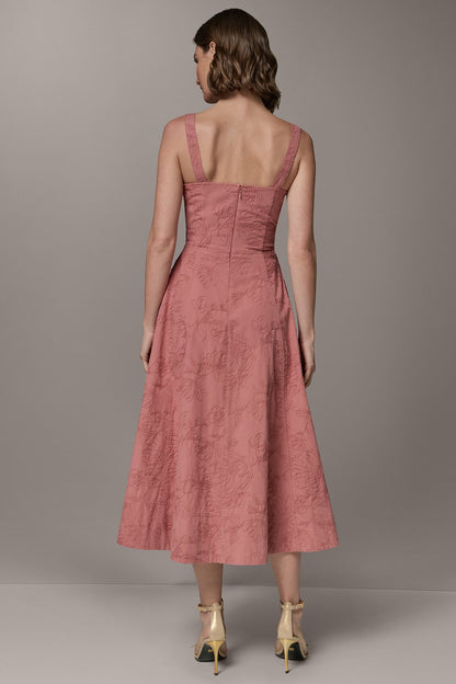 SLEEVELESS MIDI FIT AND FLARE DRESS - Desert Clay