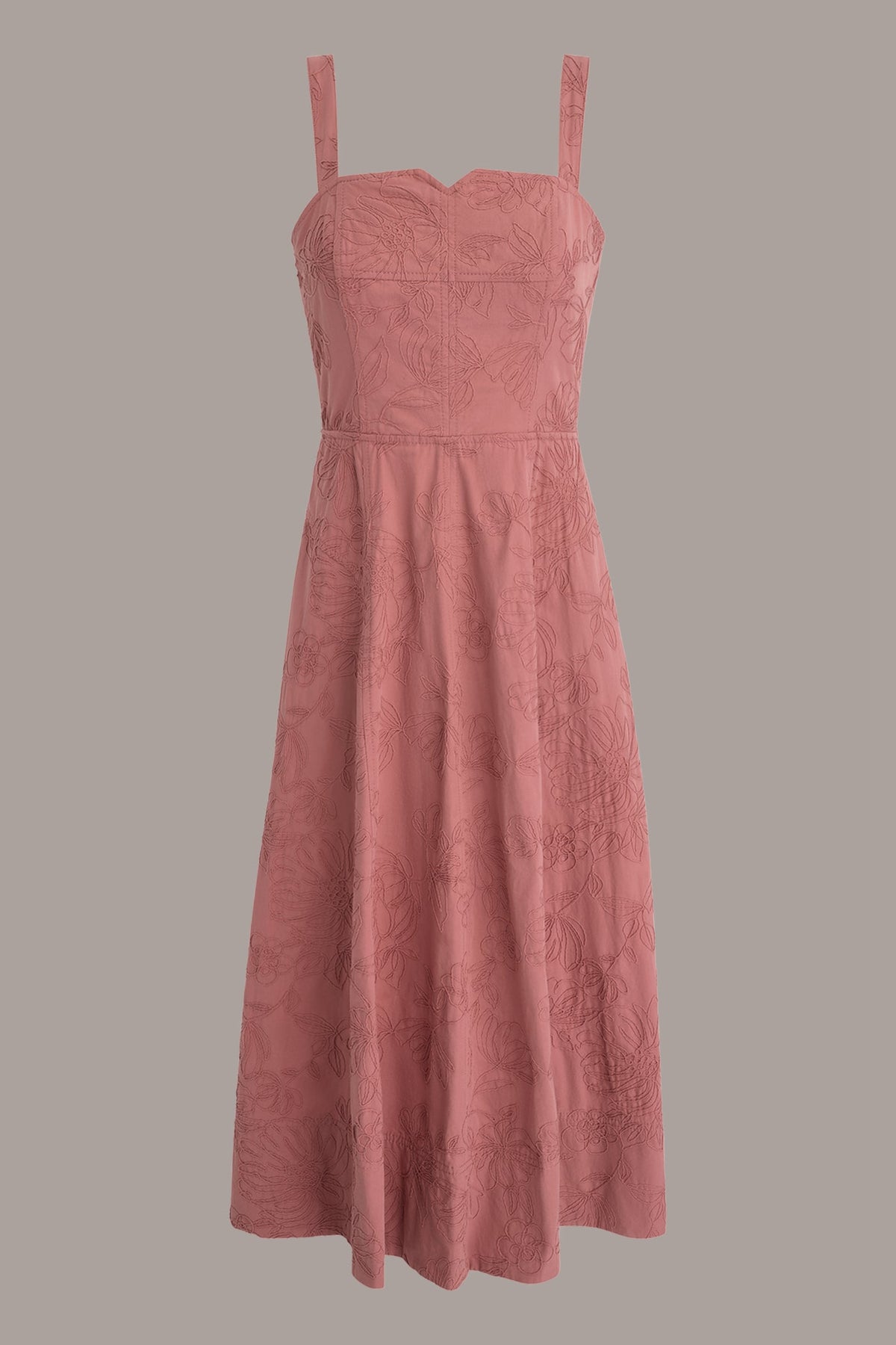 SLEEVELESS MIDI FIT AND FLARE DRESS - Desert Clay