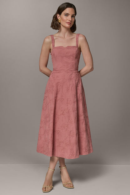 SLEEVELESS MIDI FIT AND FLARE DRESS - Desert Clay