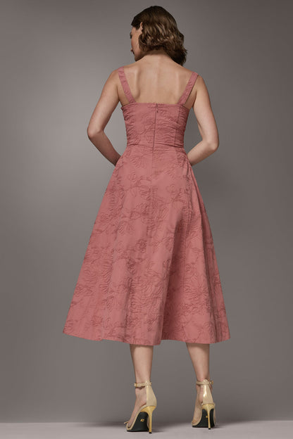 SLEEVELESS MIDI FIT AND FLARE DRESS - Desert Clay