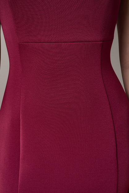 SLEEVELESS ASYMMETRICAL SHEATH DRESS - Sangria