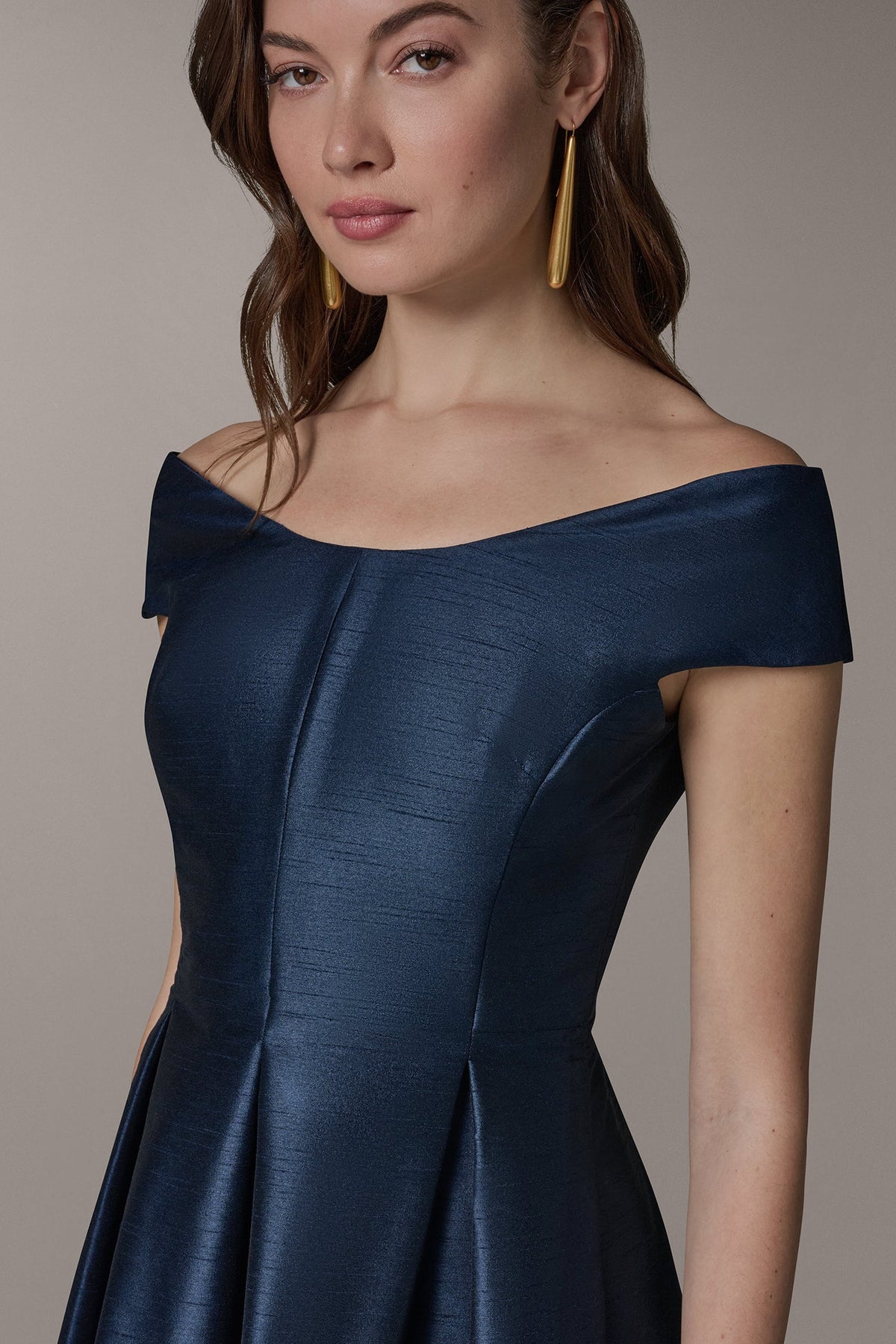 OFF THE SHOULDER MIDI FIT AND FLARE DRESS - Nightfall