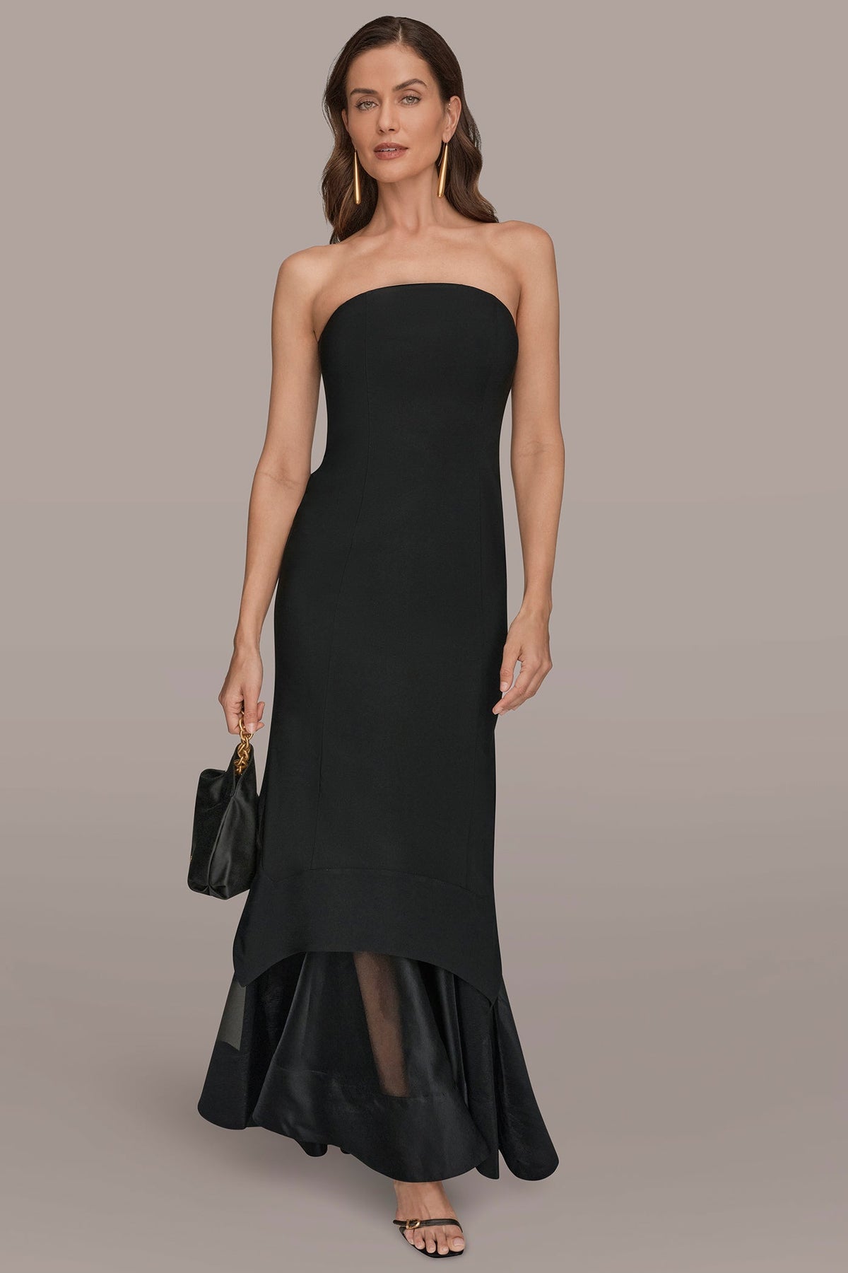 STRAPLESS ORGANZA SKIRT GOWN - Black