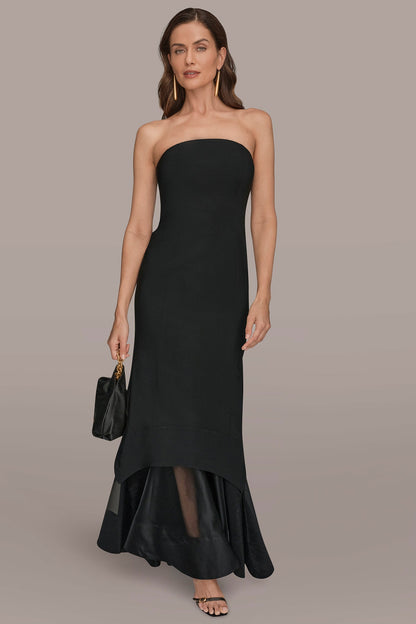 STRAPLESS ORGANZA SKIRT GOWN - Black