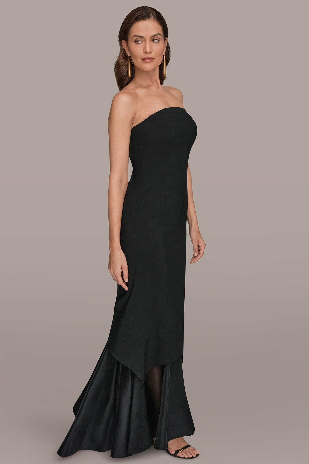 STRAPLESS ORGANZA SKIRT GOWN - Black