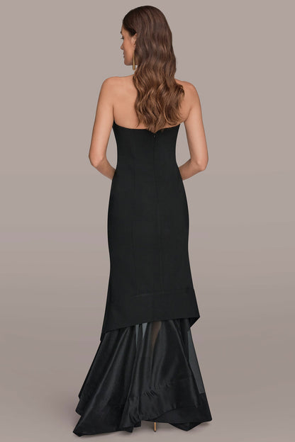STRAPLESS ORGANZA SKIRT GOWN - Black