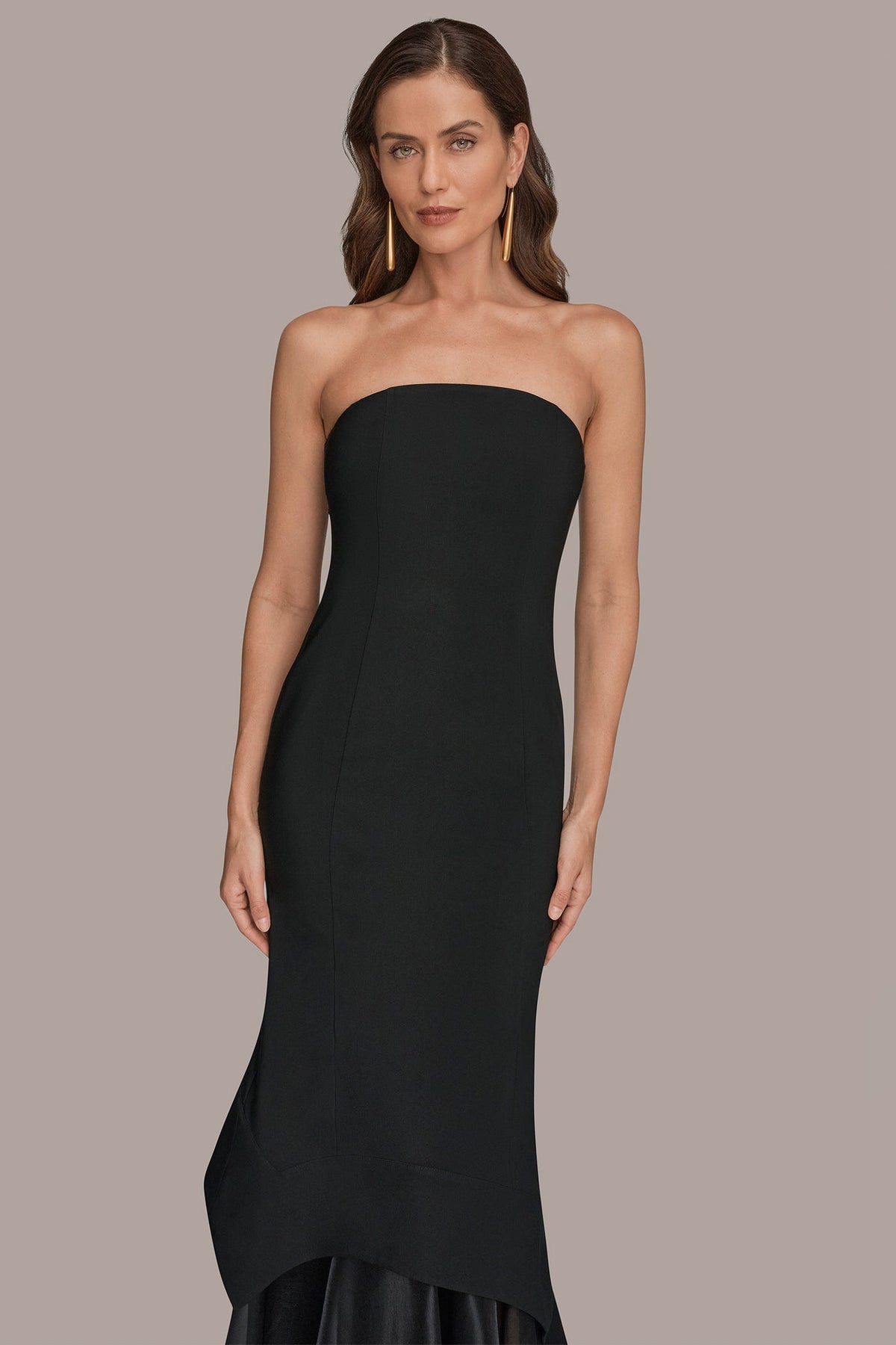 STRAPLESS ORGANZA SKIRT GOWN - Black