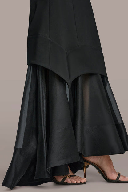 STRAPLESS ORGANZA SKIRT GOWN - Black