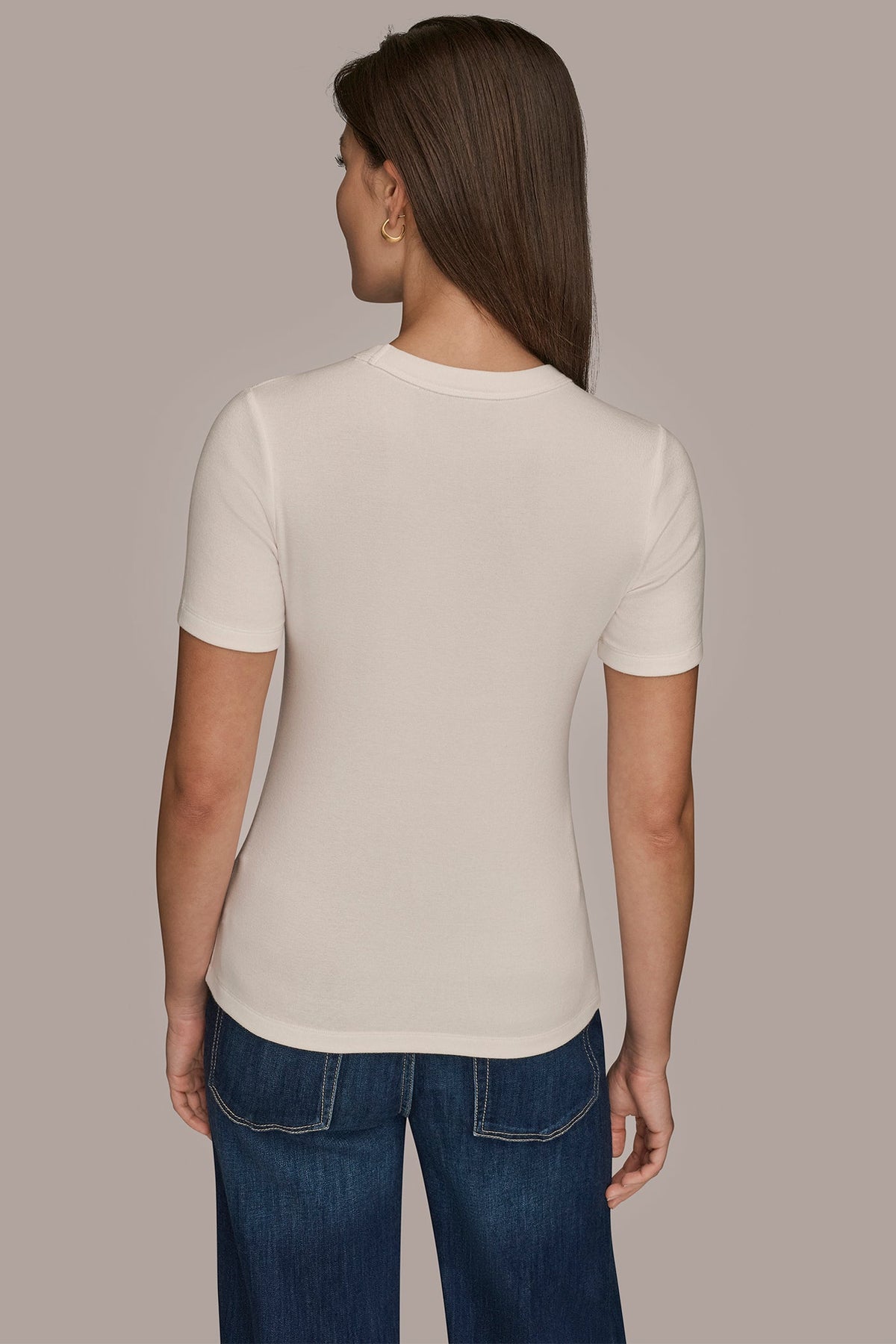 SHORT SLEEVE CREW NECK TEE - CREAM