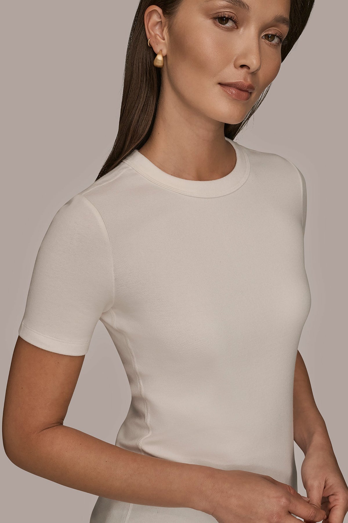 SHORT SLEEVE CREW NECK TEE - CREAM
