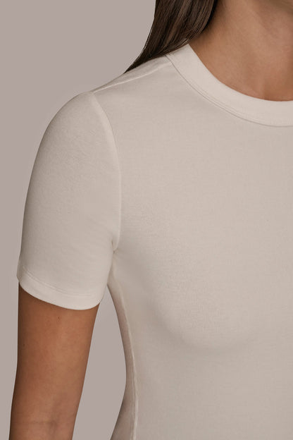 SHORT SLEEVE CREW NECK TEE - CREAM