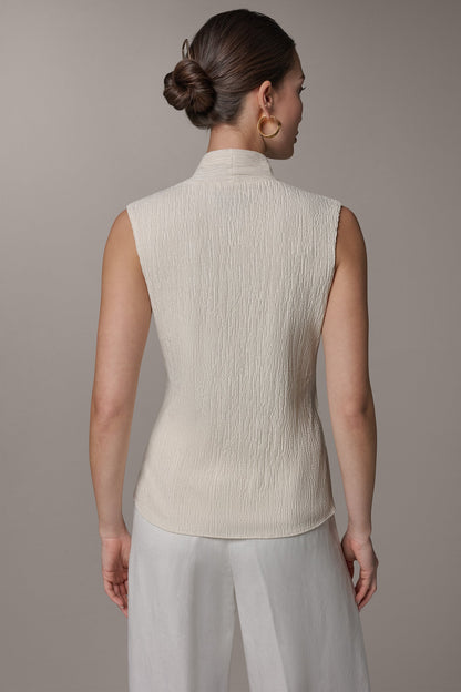 WRAP-EFFECT CRINKLE TOP - Cream