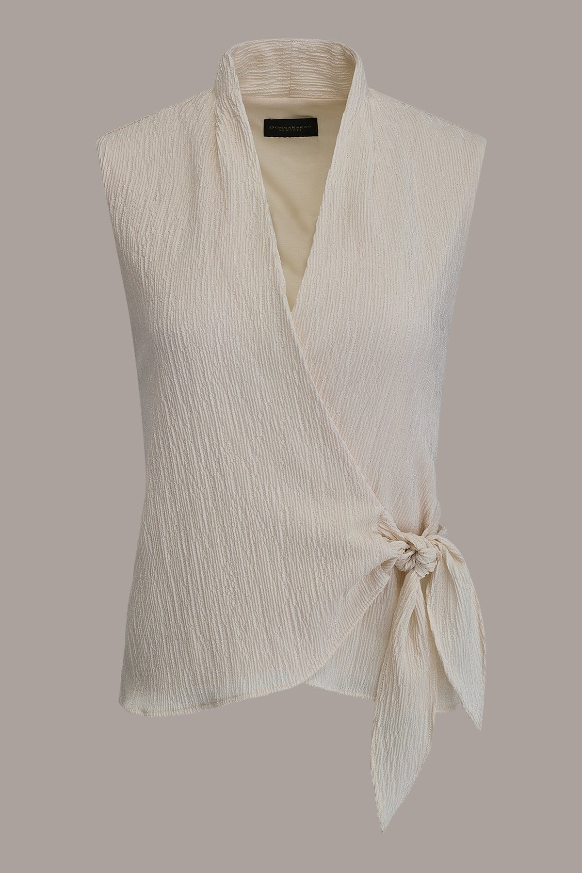 WRAP-EFFECT CRINKLE TOP - Cream