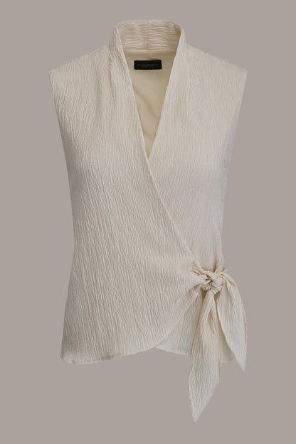 WRAP-EFFECT CRINKLE TOP - Cream