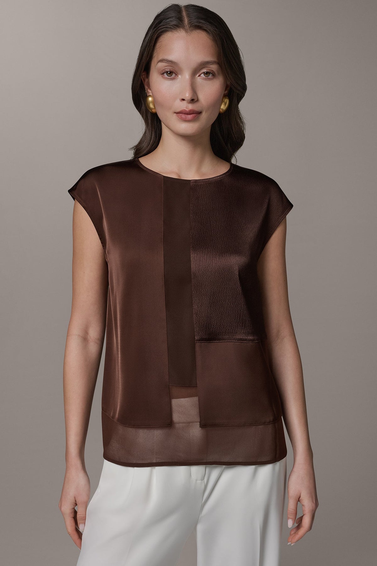 MIXED MEDIA BLOUSE - Canyon