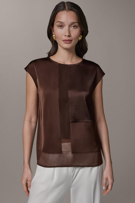 MIXED MEDIA BLOUSE - Canyon