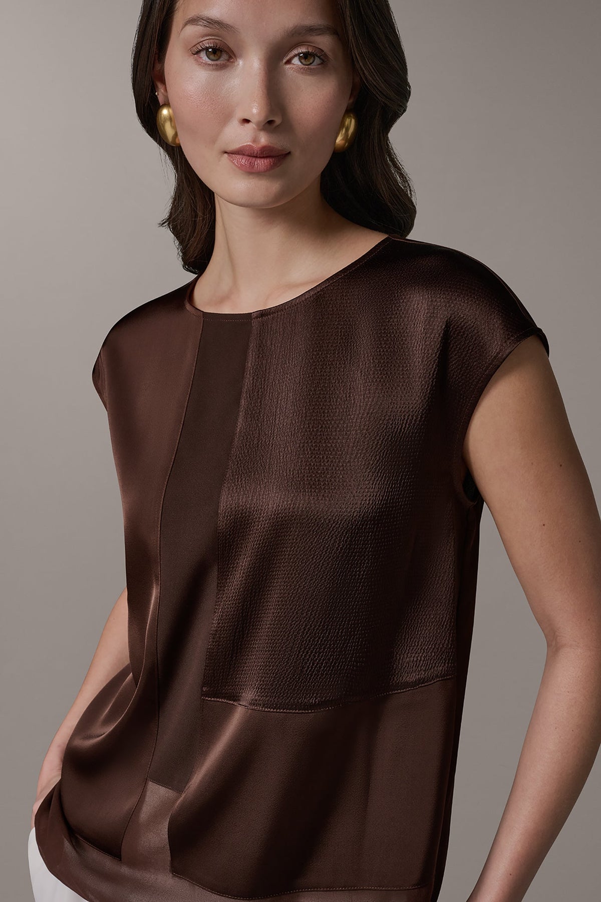 MIXED MEDIA BLOUSE - Canyon