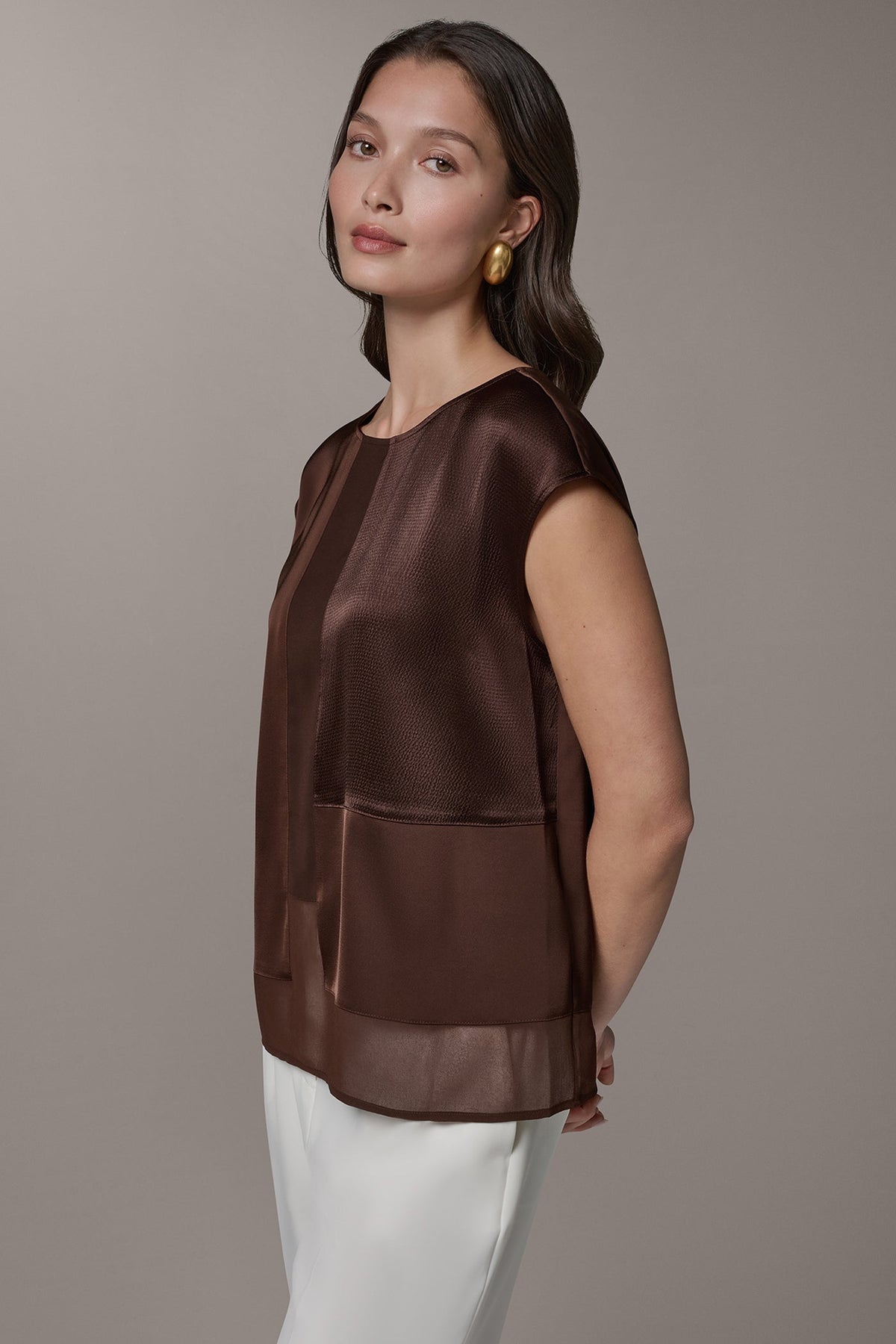 MIXED MEDIA BLOUSE - Canyon