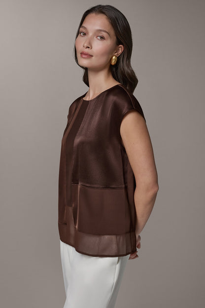 MIXED MEDIA BLOUSE - Canyon