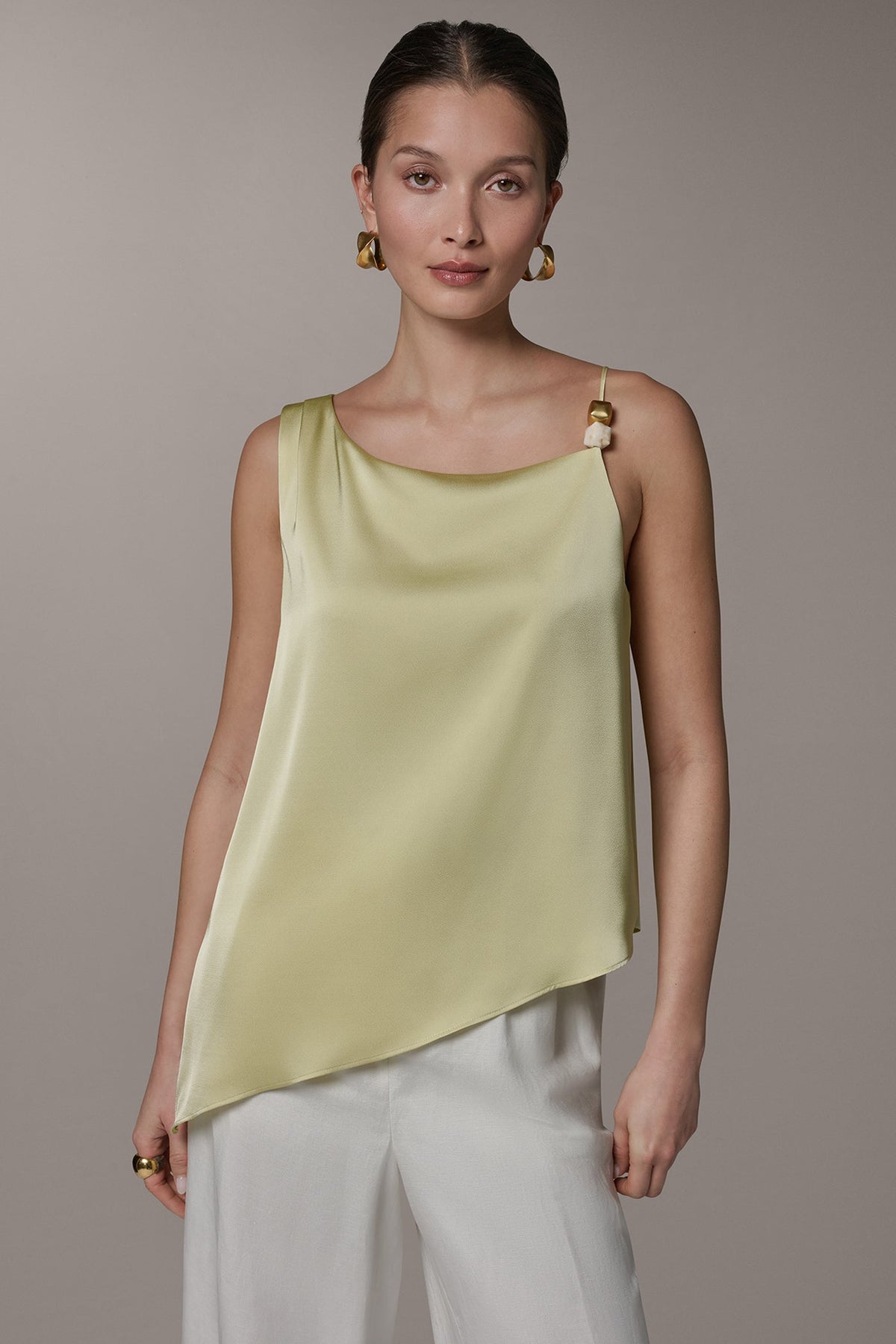 SLEEVELESS ASYMMETRIC BEAD TANK - Citrus