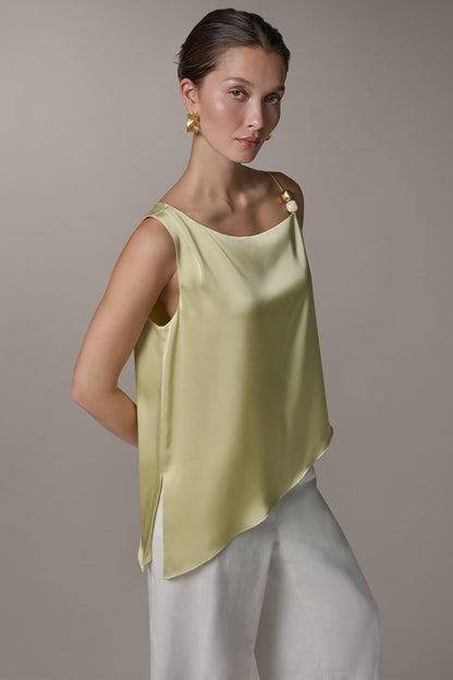 SLEEVELESS ASYMMETRIC BEAD TANK - Citrus