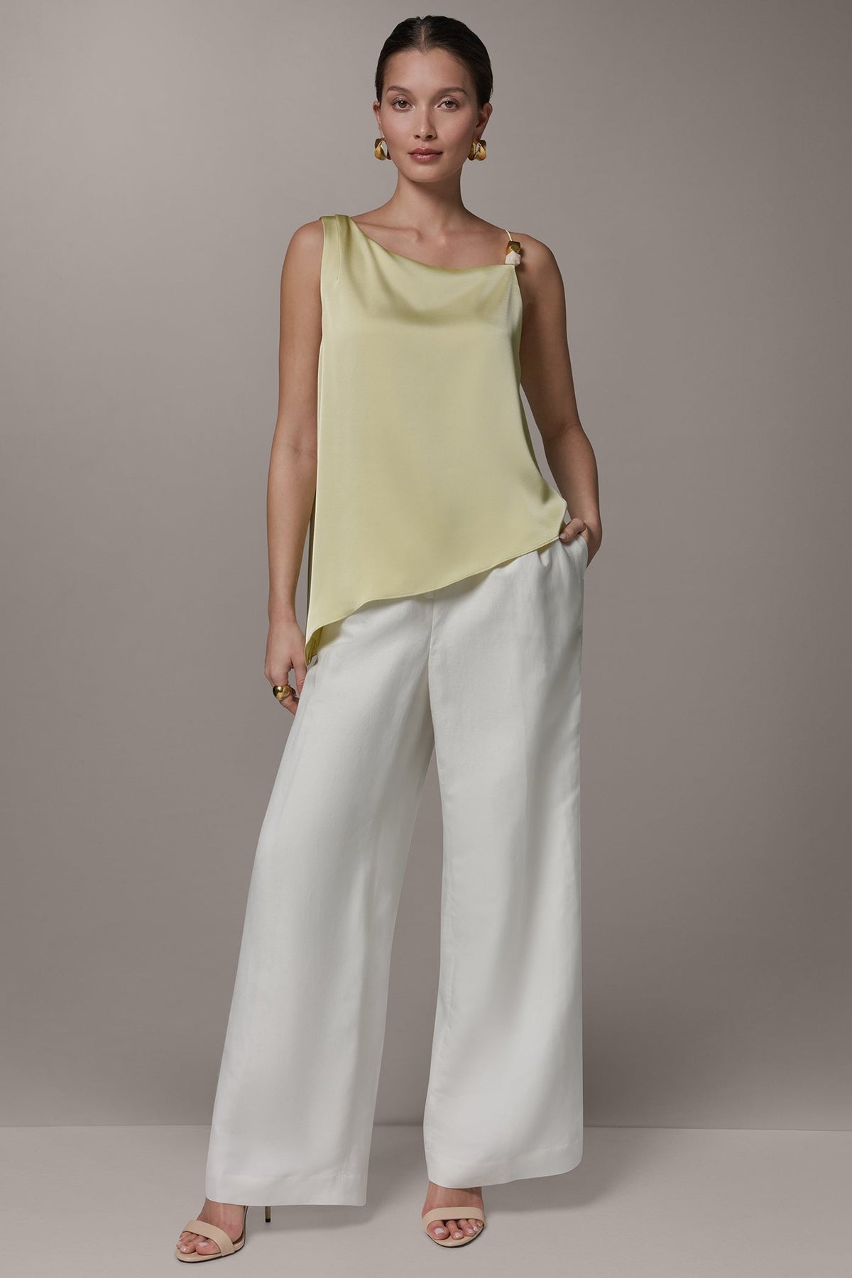 SLEEVELESS ASYMMETRIC BEAD TANK - Citrus