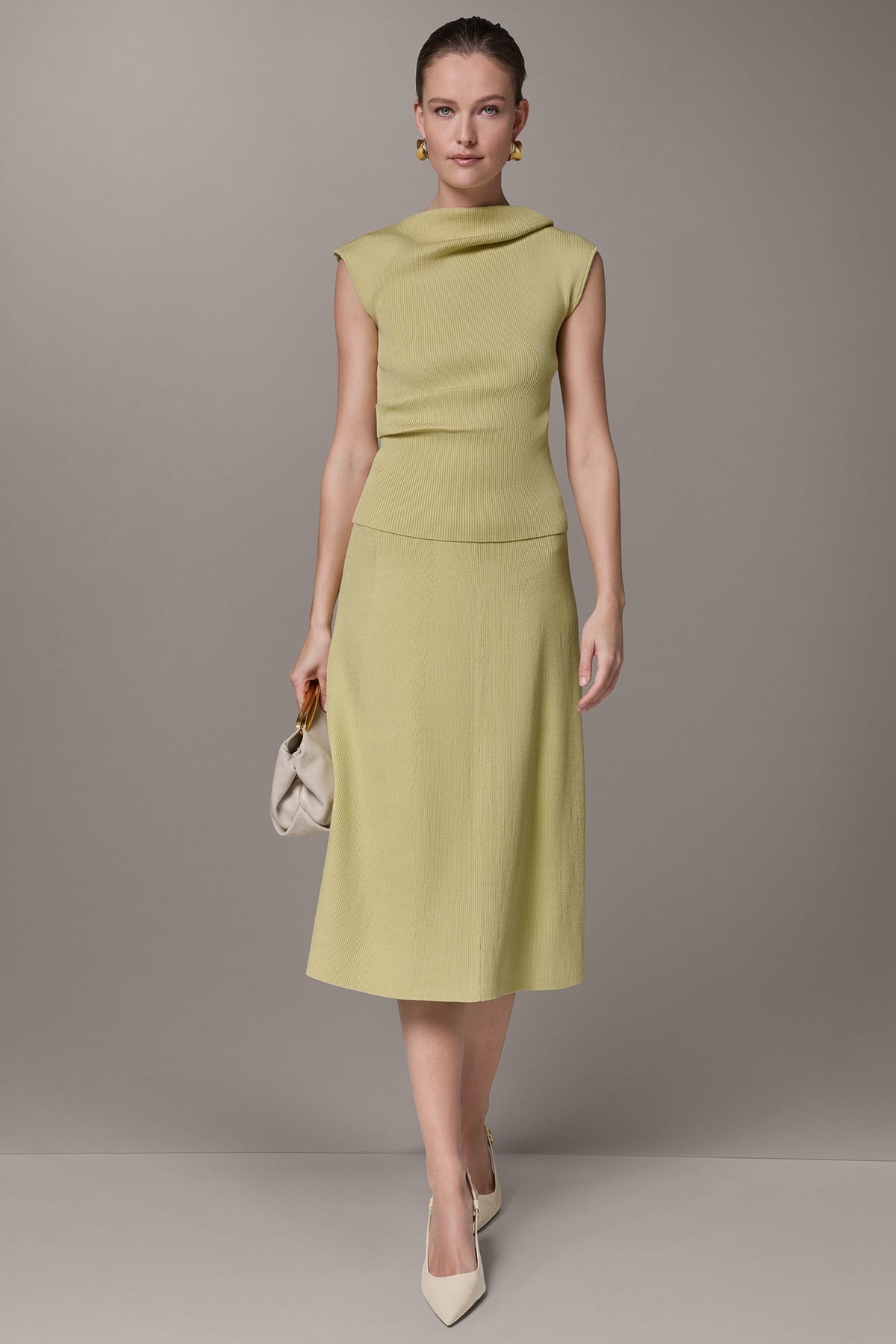 SLEEVELESS ASYMMETRIC BOATNECK SWEATER - Citrus