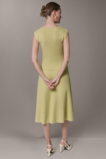 SLEEVELESS ASYMMETRIC BOATNECK SWEATER - Citrus