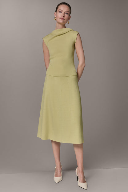 SLEEVELESS ASYMMETRIC BOATNECK SWEATER - Citrus