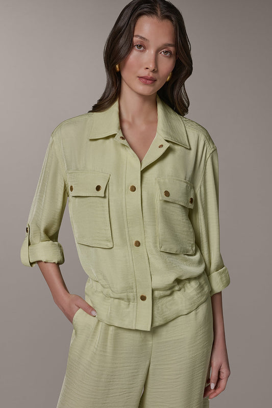 LONG SLEEVE TIE WAIST SHIRT - Citrus