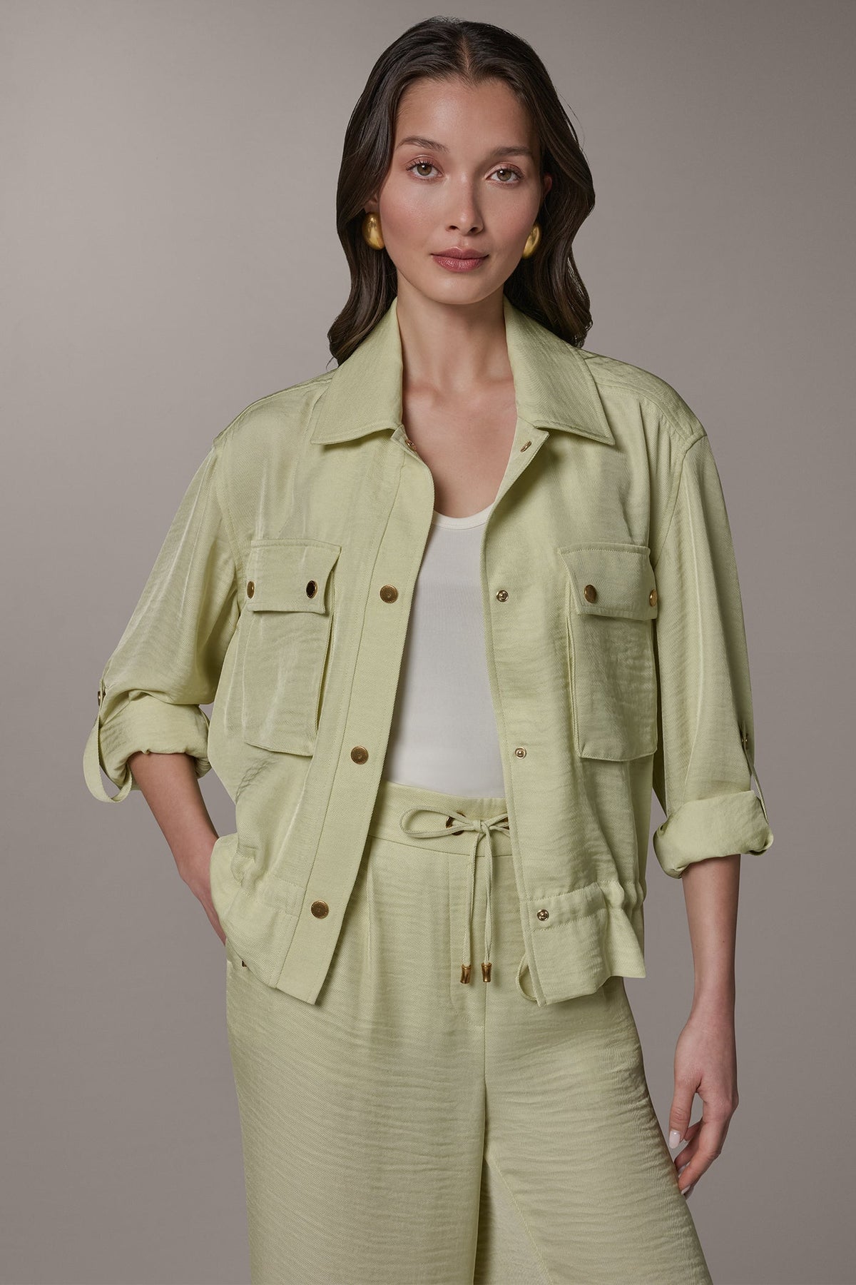 LONG SLEEVE TIE WAIST SHIRT - Citrus