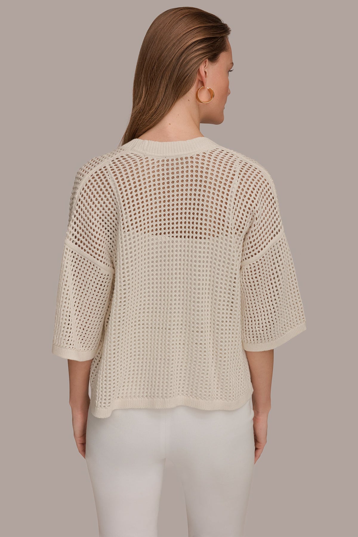 OPEN STITCH CARDIGAN - Cream