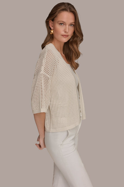OPEN STITCH CARDIGAN - Cream