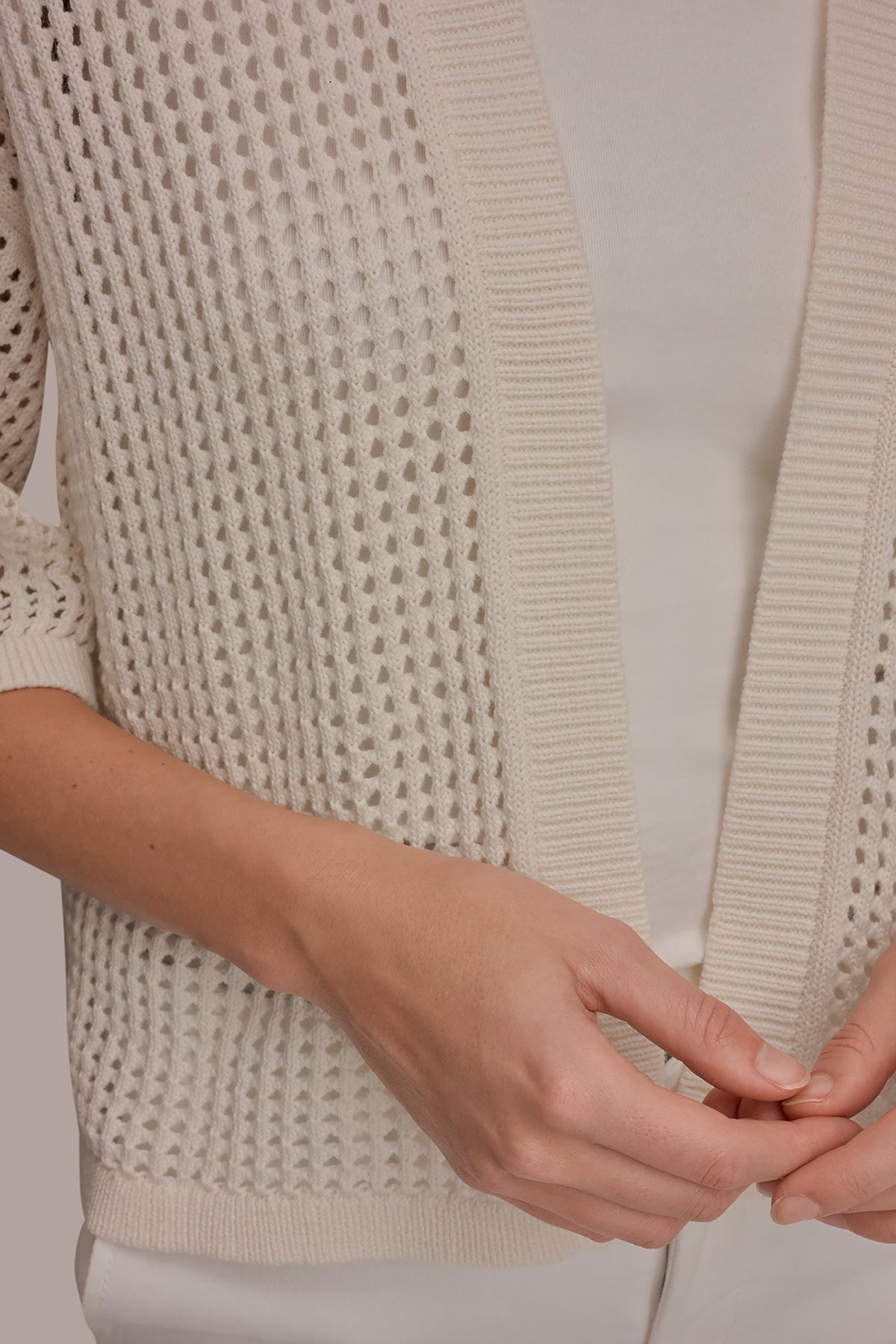 OPEN STITCH CARDIGAN - Cream