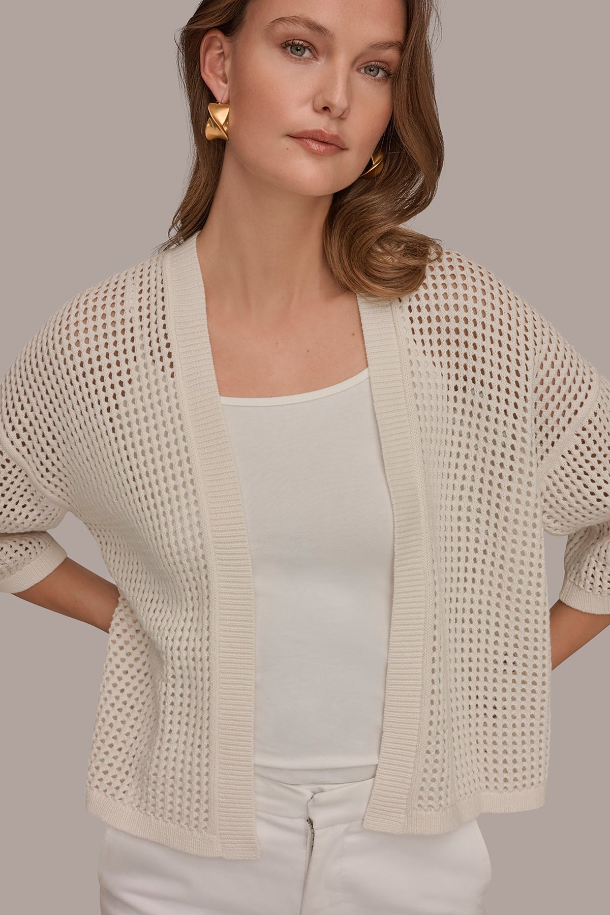 OPEN STITCH CARDIGAN - Cream