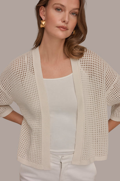 OPEN STITCH CARDIGAN - Cream