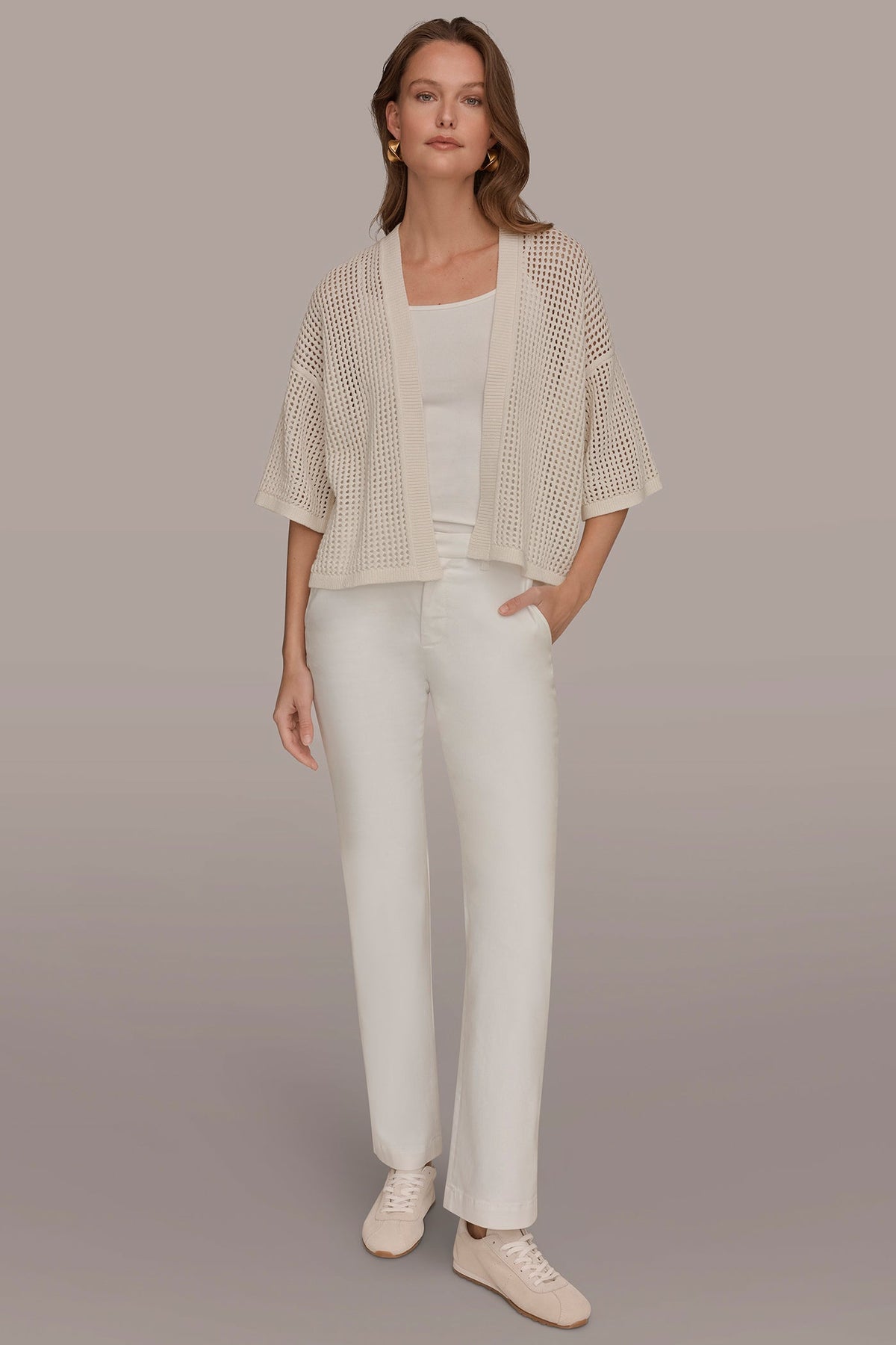 OPEN STITCH CARDIGAN - Cream