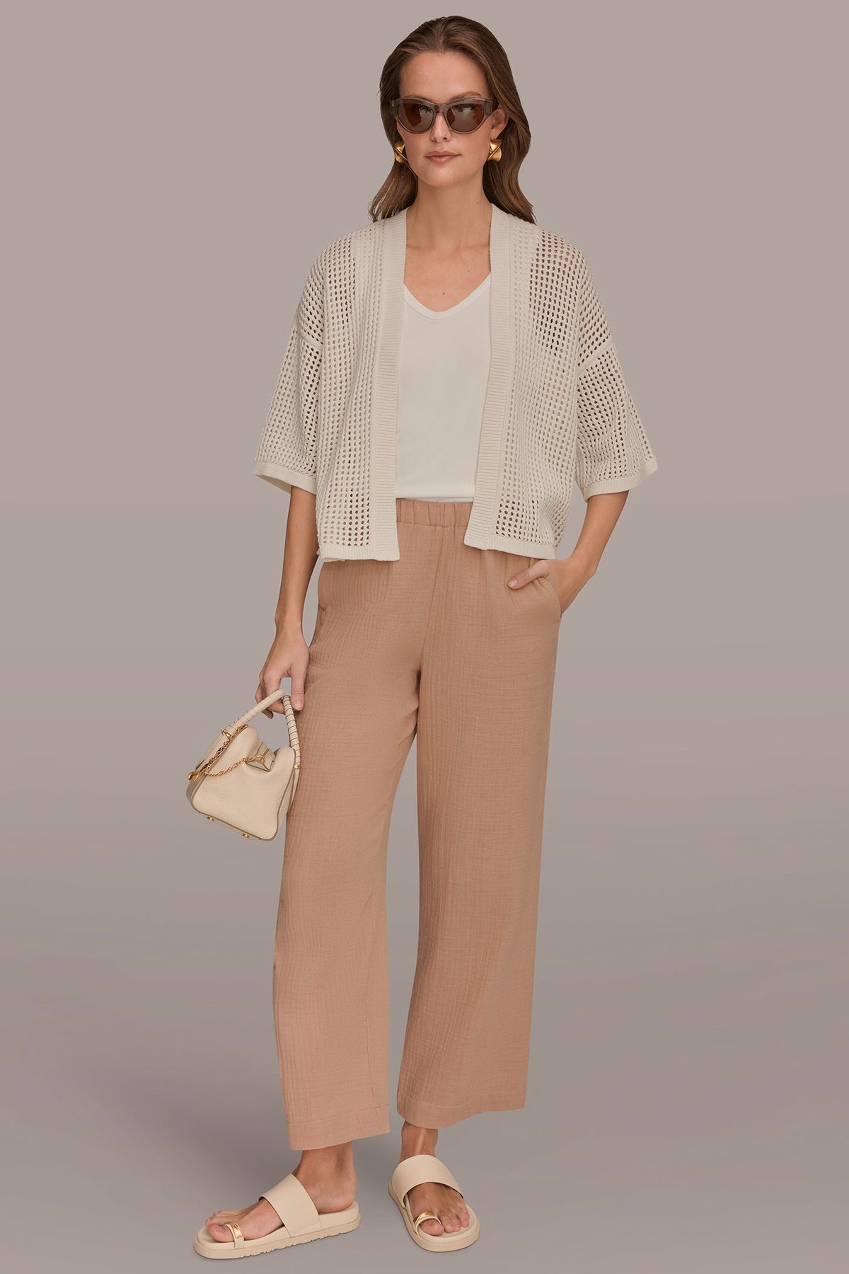 OPEN STITCH CARDIGAN - Cream