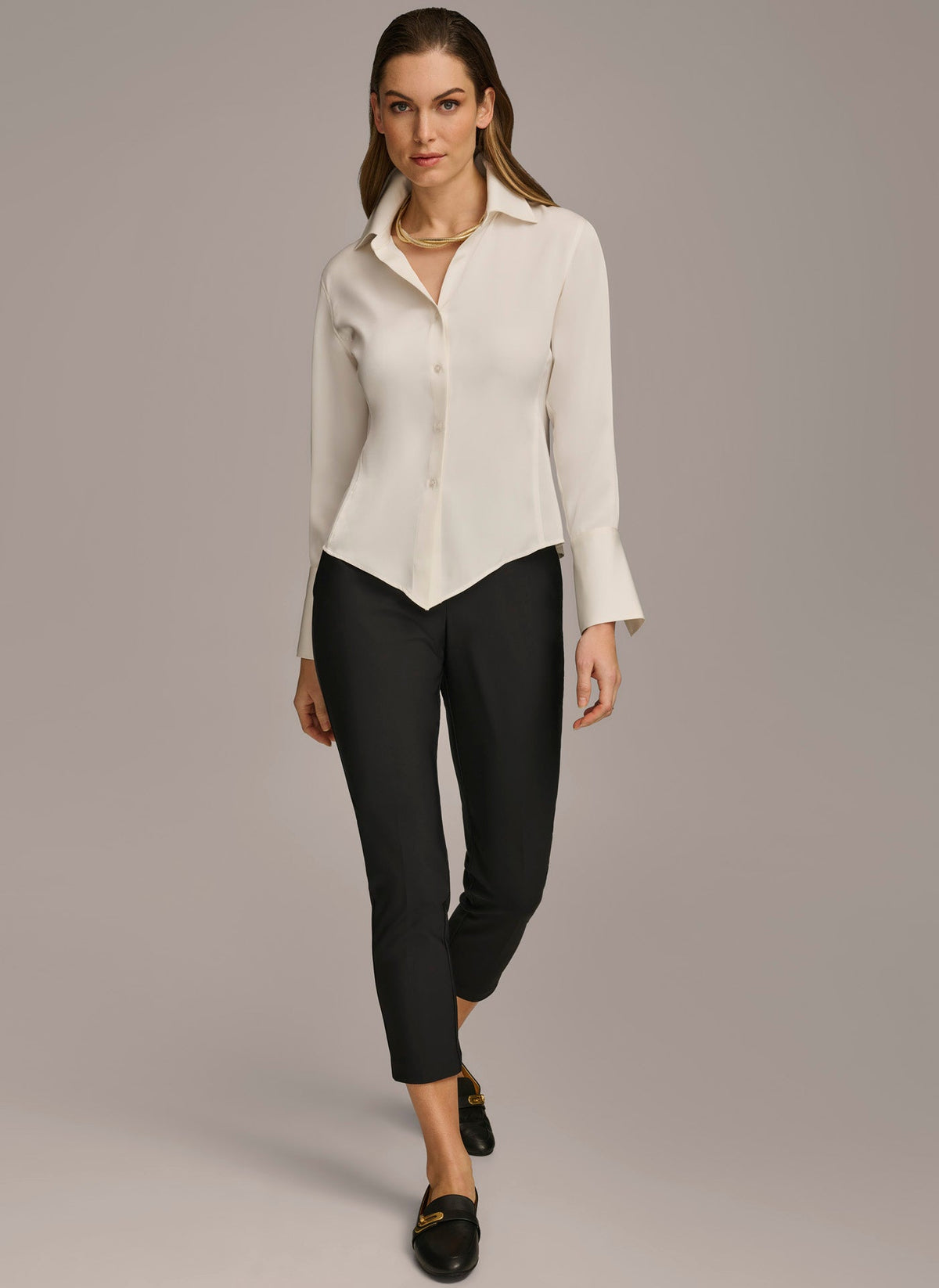 COLLARED BUTTON DOWN BLOUSE - Cream