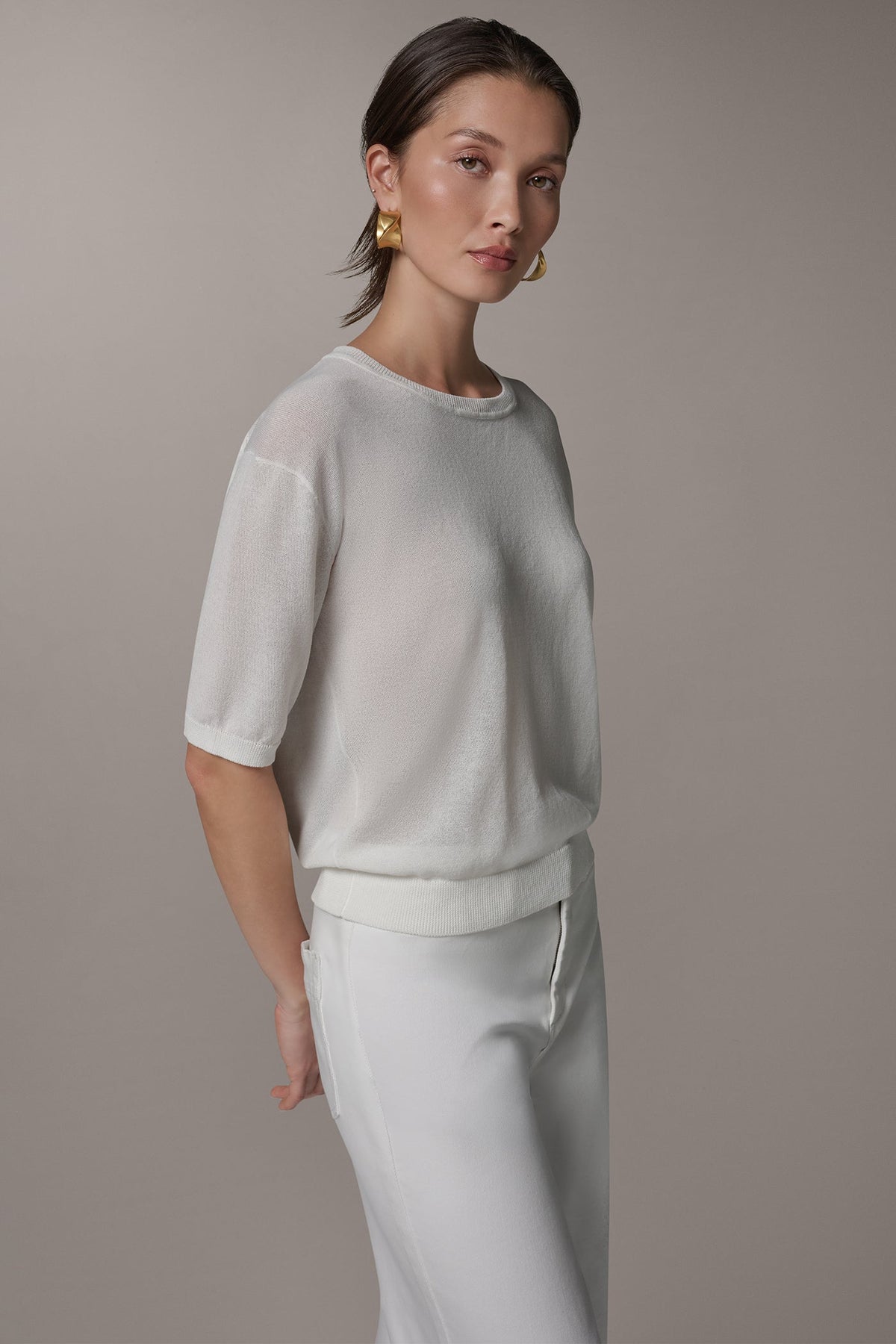 ELBOW SLEEVE SWEATER - Cream