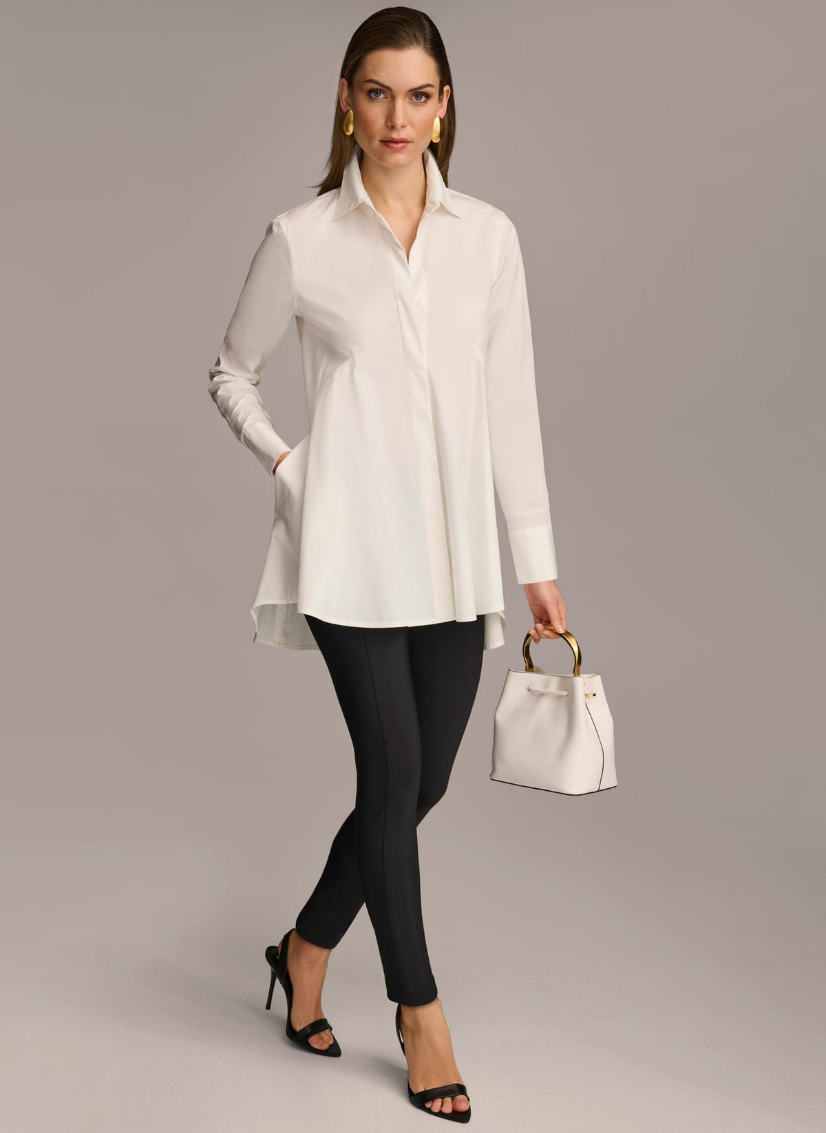 LONG SLEEVE A-LINE TUNIC - Cream