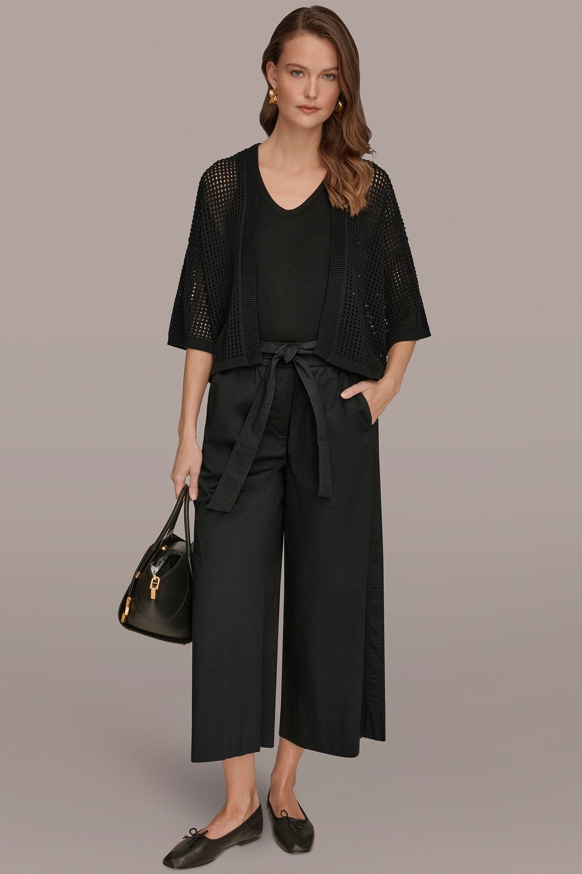 OPEN STITCH CARDIGAN - Black