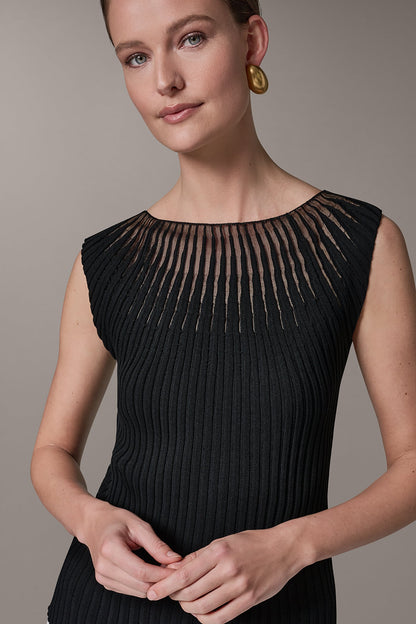 RIBBED SLEEVLESS SWEATER - Black