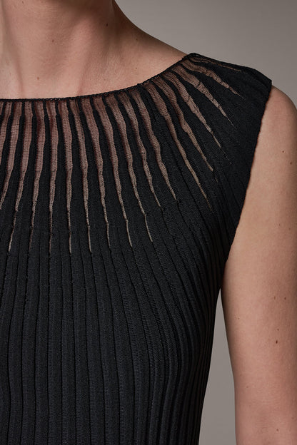 RIBBED SLEEVLESS SWEATER - Black
