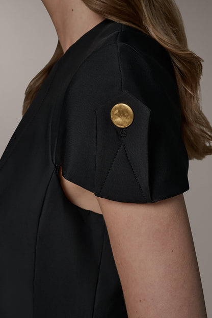 SHORT SLEEVE PEPLUM TOP - Black