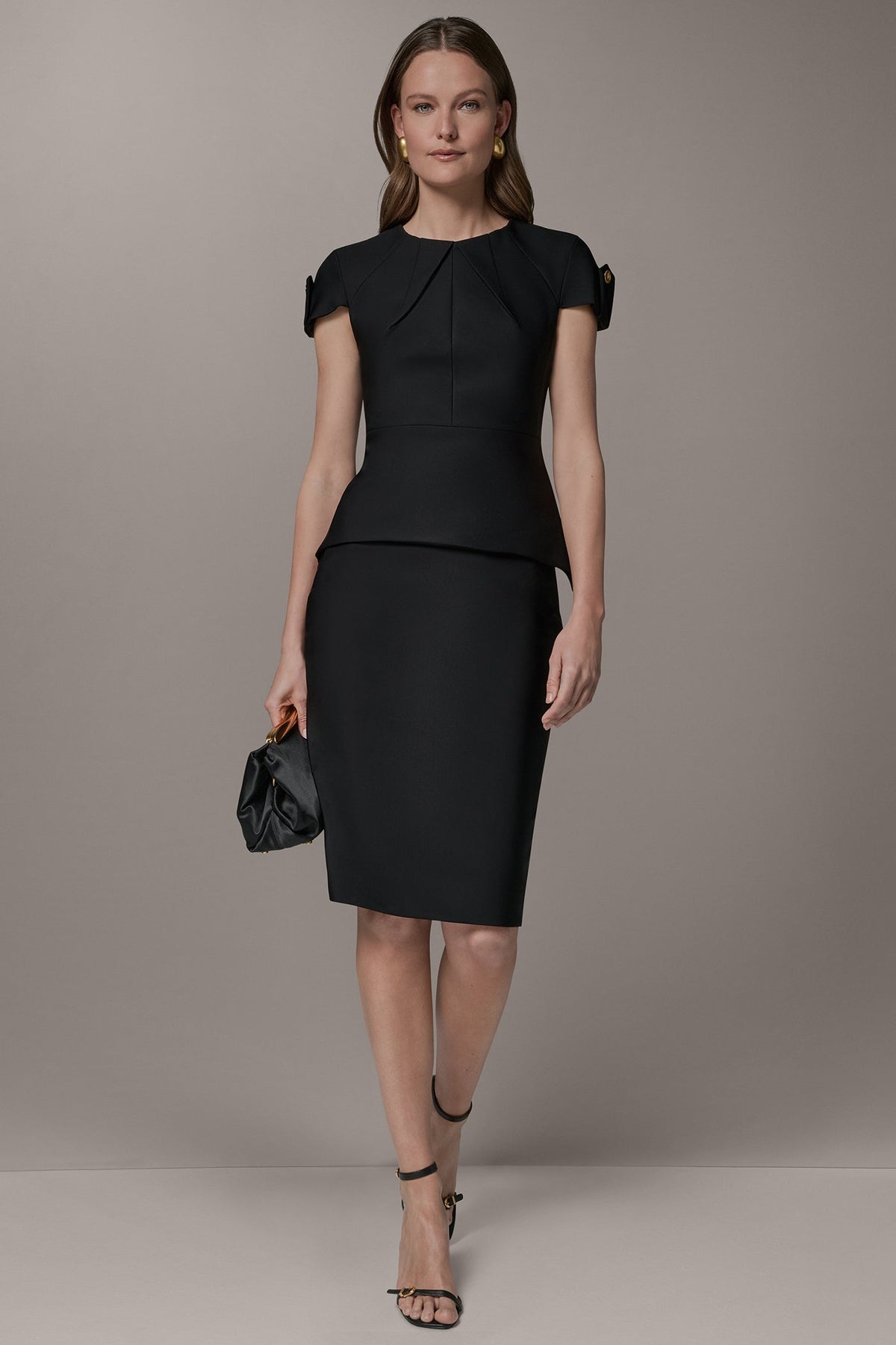 SHORT SLEEVE PEPLUM TOP - Black