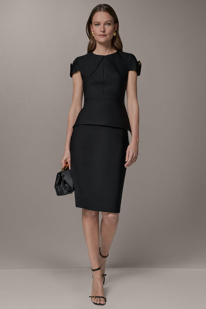 SHORT SLEEVE PEPLUM TOP - Black